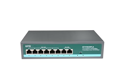 6 POE+2FE POE Switch Ethernet Smart Switch (Built-in), 4*10/100mbps POE Port,2*10/100mbps, IEEE802.3AF/at Standard, ≤70W (52V 1.5A), 250m Long Distance Unmanaged Plug and Play Network Switch von QSFPTEK