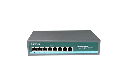 8 Port Full Giga POE Switch, Gigabit Ethernet Smart Switch (Built-in), 8*100/1000mbps, IEEE802.3AF/at Standard, 120W (52V 2.3A), 100m Distance Unmanaged Plug and Play Network Switch von QSFPTEK