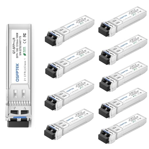 QSFPTEK (10Pack) 10GBASE-LR 10G SFP Module, 1310nm, 10km, DDM LC Mini-GBIC Transceiver for Cisco SFP-10G-LR, Ubiquiti UF-SM-10G, Mikrotik, Qnap NAS, D-Link von QSFPTEK