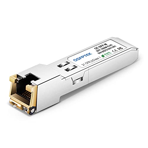QSFPTEK 1000BASE-T Gigabit Kupfer SFP Transceiver up to 100m, SFP auf RJ45 Mini Gbic 1G SFP-T Modul für Cisco GLC-T/SFP-GE-T, Ubiquiti UF-RJ45-1G, Netgear, D-Link, Supermicro, andere offene Schalter von QSFPTEK