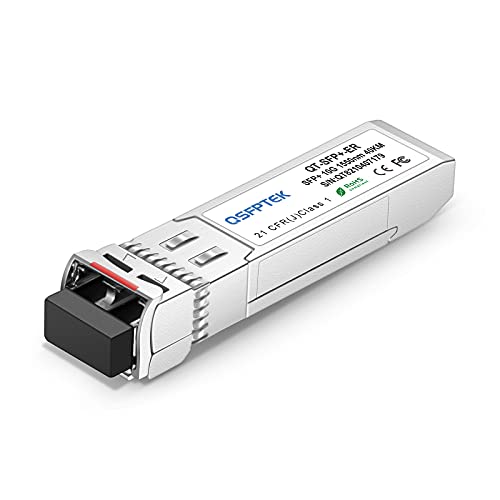 QSFPTEK 10G SFP+ Module LC Single-Mode Transceiver 10GBASE-ER for Cisco SFP-10G-ER, Ubiquiti, Netgear, Mikrotik, D-Link, TP-Link, Broadcom, Linksys (1550nm, 40km, with DDM) von QSFPTEK