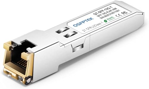 QSFPTEK 10G-T SFP+ RJ45 Modul, up to 30m, Cat6a/7 Fiber 10GBASE-T Kupfer RJ45 Transceiver GBIC für Cisco SFP-10G-T-S, Ubiquiti UF-RJ45-10G, Netgear, Mikrotik, D-Link (Unterstützt Mehrere Rate) von QSFPTEK