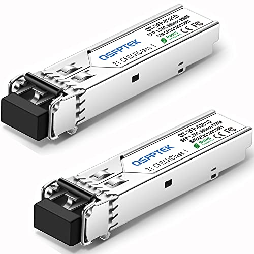 QSFPTEK 2 Pack 1000Base-SX Gigabit SFP Modul Transceiver, 1G LC Port 850nm 550m DDM Multimode Mini-GBIC SFP für Cisco GLC-SX-MMD/GLC-SX-MM, Ubiquiti UF-MM-1G, Netgear Mikrotik, D-LINK, andere Schalter von QSFPTEK