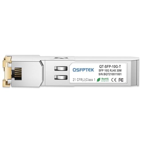 QSFPTEK Newest 10GBASE-T SFP+ RJ45 Transceiver up to 30m, 10G SFP+ to RJ45 Copper Mini-GBIC Modul with RTL8261N Chip für Cisco SFP-10G-T-S, Ubiquiti UF-RJ45-10G, D-Link, Supermicro andere Schalter QSFPTEK Newest 10GBASE-T SFP+ RJ45 Transceiver up to 30m, 10G SFP+ to RJ45 Copper Mini-GBIC Modul with RTL8261N Chip für Cisco SFP-10G-T-S, Ubiquiti UF-RJ45-10G, D-Link, Supermicro andere Schalter von QSFPTEK