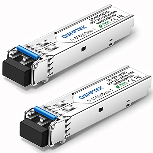 QSFPTEK 2Pack 1000BASE-LX/LH Gigabit SFP Modul, 1.25G SFP 1310nm 10km DDM LC Port Single-Mode Mini-GBIC Transceiver für Cisco GLC-LH-SMD/GLC-LX-SM-RGD, Ubiquiti UF-SM-1G, Netgear, Mikrotik, Zyxel von QSFPTEK