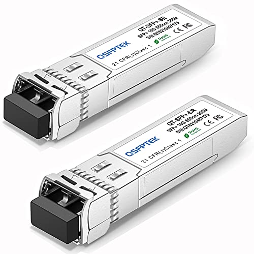 QSFPTEK 2Pack 10GBASE-SR SFP+ Modul 10G 850nm 300M DDM LC Port Multimode SFP+ Transceiver Kompatibel für Cisco SFP-10G-SR, Ubiquiti UF-MM-10G, Netgear, Mikrotik, D-Link, Supermicro, Linksys von QSFPTEK