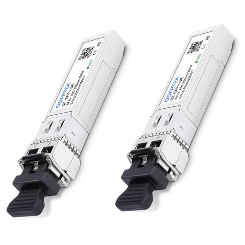 QSFPTEK 2Pack 10GBASE-SR SFP+ Modul 10G 850nm 300M DDM LC Port Multimode SFP+ Transceiver Kompatibel für Cisco SFP-10G-SR, Ubiquiti UF-MM-10G, Netgear, Mikrotik, D-Link, Supermicro, Linksys QSFPTEK 2Pack 10GBASE-SR SFP+ Modul 10G 850nm 300M DDM LC Port Multimode SFP+ Transceiver Kompatibel für Cisco SFP-10G-SR, Ubiquiti UF-MM-10G, Netgear, Mikrotik, D-Link, Supermicro, Linksys von QSFPTEK