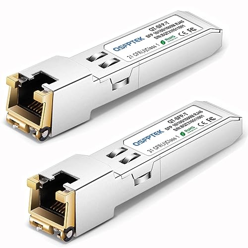 QSFPTEK Gigabit SFP Copper RJ45 Module 10/100/1000BASE-T SFP to RJ45 Mini-GBIC Transceiver for Cisco GLC-T/SFP-GE-T, Mikrotik S-RJ01, up to 100m - 2pack von QSFPTEK