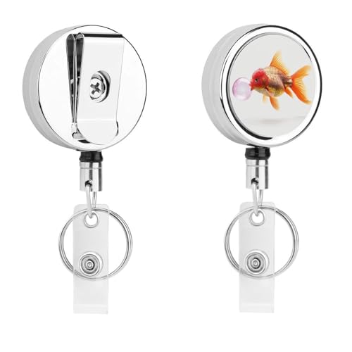 Elegance Ausweishalter, Fisch-Blasengummi-Druck, Metall, Ausweishalter, einziehbar, für Büroangestellte, Ärzte, Krankenschwestern von QSKDLAC