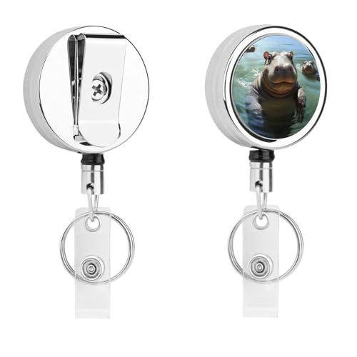 Elegance Badge Reel Cute Hippos Printing Metal Badge Clip Id Badge Holder Retractable for Office Worker Doctor Nurse Elegance Badge Reel Cute Hippos Printing Metal Badge Clip Id Badge Holder Retractable for Office Worker Doctor Nurse von QSKDLAC