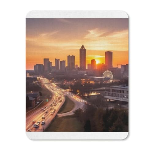 Gummi-Mauspads, wasserdicht, Atlanta-Stadt, Sonnenuntergang, Landschaftsdruck, rutschfeste Schreibtisch-Schutzmatte für Gaming, Büro und Zuhause Gummi-Mauspads, wasserdicht, Atlanta-Stadt, Sonnenuntergang, Landschaftsdruck, rutschfeste Schreibtisch-Schutzmatte für Gaming, Büro und Zuhause von QSKDLAC