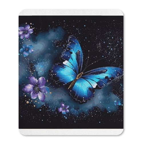 Gummi-Mauspads, wasserdicht, Motiv: Galaxie, blauer Schmetterling, rutschfest, Schreibtisch-Schutzmatte für Gaming, Büro und Zuhause Gummi-Mauspads, wasserdicht, Motiv: Galaxie, blauer Schmetterling, rutschfest, Schreibtisch-Schutzmatte für Gaming, Büro und Zuhause von QSKDLAC