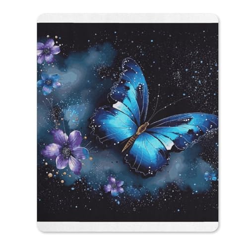 Gummi-Mauspads, wasserdicht, Motiv: Galaxie, blauer Schmetterling, rutschfest, Schreibtisch-Schutzmatte für Gaming, Büro und Zuhause Gummi-Mauspads, wasserdicht, Motiv: Galaxie, blauer Schmetterling, rutschfest, Schreibtisch-Schutzmatte für Gaming, Büro und Zuhause von QSKDLAC