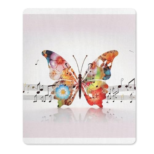 Gummi-Mauspads, wasserdicht, Motiv: Musik, Schmetterling, Druck, rutschfest, Schreibtisch-Schutzmatte für Gaming, Büro und Zuhause Gummi-Mauspads, wasserdicht, Motiv: Musik, Schmetterling, Druck, rutschfest, Schreibtisch-Schutzmatte für Gaming, Büro und Zuhause von QSKDLAC