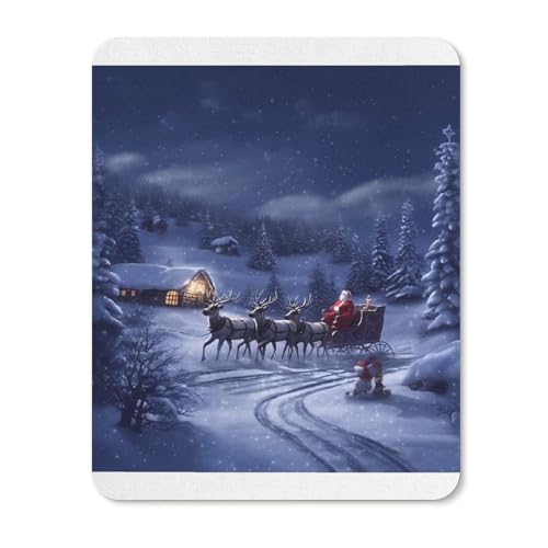 Gummi-Mauspads, wasserdicht, Schnee-Nacht, Weihnachtsmann und Hirsch, rutschfest, Schreibtisch-Schutzmatte für Gaming, Büro und Zuhause Gummi-Mauspads, wasserdicht, Schnee-Nacht, Weihnachtsmann und Hirsch, rutschfest, Schreibtisch-Schutzmatte für Gaming, Büro und Zuhause von QSKDLAC