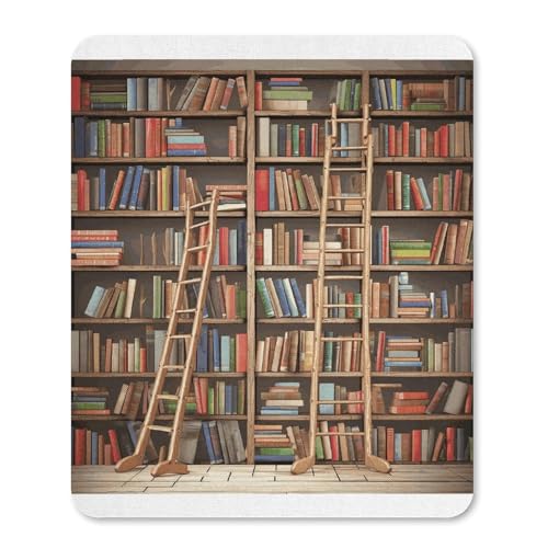 Gummi-Mauspads, wasserdicht, lustige Bücherregale, Sammlung und Leiter-Druck, rutschfeste Schreibtisch-Schutzmatte für Gaming, Büro und Zuhause Gummi-Mauspads, wasserdicht, lustige Bücherregale, Sammlung und Leiter-Druck, rutschfeste Schreibtisch-Schutzmatte für Gaming, Büro und Zuhause von QSKDLAC