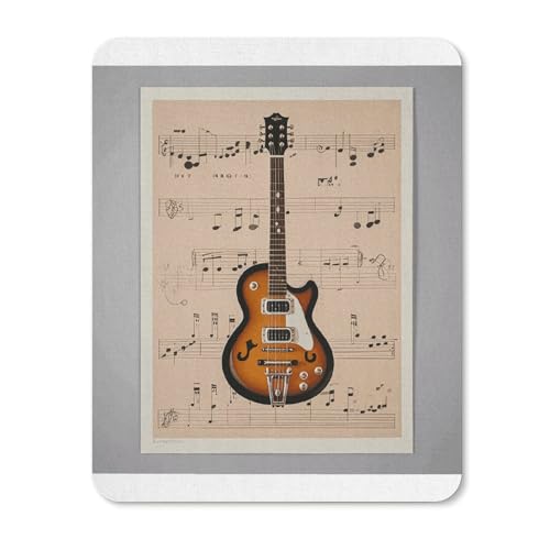 Gummi-Mauspads, wasserdicht, mit Musikgitarre, Druck, rutschfeste Schreibtisch-Schutzmatte für Gaming, Büro und Zuhause Gummi-Mauspads, wasserdicht, mit Musikgitarre, Druck, rutschfeste Schreibtisch-Schutzmatte für Gaming, Büro und Zuhause von QSKDLAC