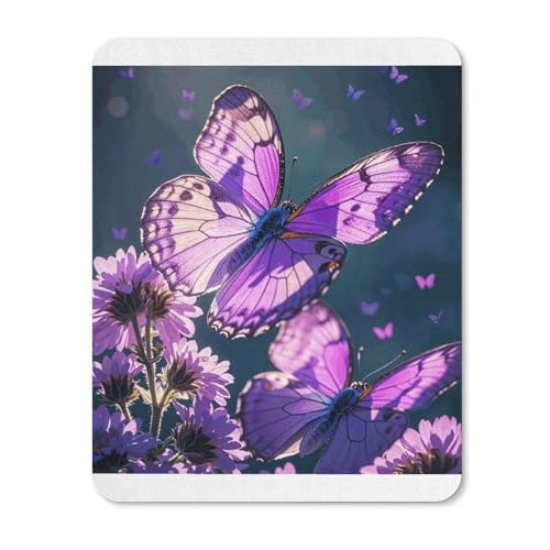Gummi-Mauspads, wasserdicht, schöne violette Schmetterlinge, bedruckt, Mauspad, rutschfeste Schreibtisch-Schutzmatte für Gaming, Büro und Zuhause Gummi-Mauspads, wasserdicht, schöne violette Schmetterlinge, bedruckt, Mauspad, rutschfeste Schreibtisch-Schutzmatte für Gaming, Büro und Zuhause von QSKDLAC