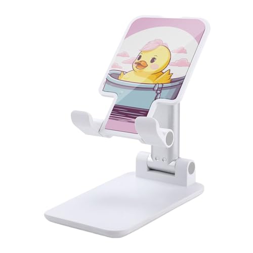 QSMGHKD Tragbare Handyhalterung, Cartoon-Enten-Druck, faltbarer Telefonständer für den Schreibtisch, winkelhöhenverstellbare Handyhalterung, Dock für alle Handys, iPhone, iPad, Tablet 10,2 - 25,4 cm von QSMGHKD