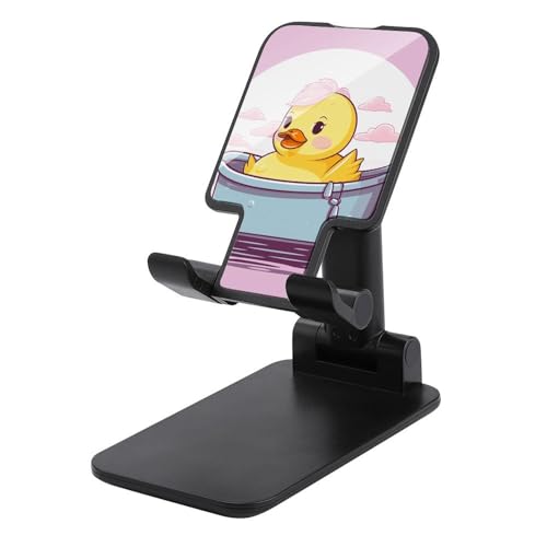 QSMGHKD Tragbare Handyhalterung, Cartoon-Enten-Druck, faltbarer Telefonständer für den Schreibtisch, winkelhöhenverstellbare Handyhalterung, Dock für alle Handys, iPhone, iPad, Tablet 10,2 - 25,4 cm von QSMGHKD