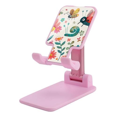 QSMGHKD Tragbare Handyhalterung, Cartoon-Motiv, kleiner Insektendruck, faltbarer Telefonständer für Schreibtisch, winkelhöhenverstellbar, Handyhalterung, Dock für alle Handys, iPhone, iPad, Tablet von QSMGHKD