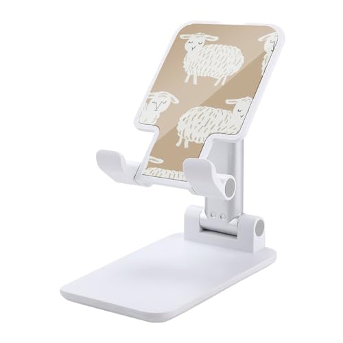 QSMGHKD Tragbare Handyhalterung, Doodle-Stil, Schaf-Druck, faltbarer Telefonständer für den Schreibtisch, winkelhöhenverstellbare Handyhalterung, Dock für alle Handys, iPhone, iPad, Tablet 10,2 - 25,4 von QSMGHKD