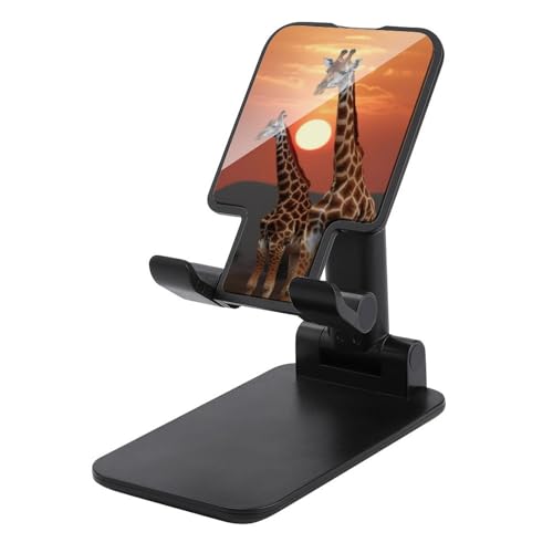 QSMGHKD Tragbare Handyhalterung, Giraffe bei Sonnenuntergang, faltbarer Telefonständer für den Schreibtisch, winkelhöhenverstellbare Handyhalterung, Dock für alle Handys, iPhone, iPad, Tablet 10,2 von QSMGHKD