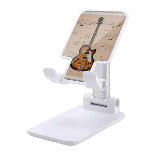 QSMGHKD Tragbare Handyhalterung, Musikgitarre-Druck, faltbarer Telefonständer für den Schreibtisch, winkelhöhenverstellbare Handyhalterung, Dock mit allen Handys, iPhone, iPad, Tablet 10,2 - 25,4 cm von QSMGHKD