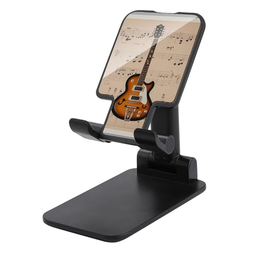 QSMGHKD Tragbare Handyhalterung, Musikgitarre-Druck, faltbarer Telefonständer für den Schreibtisch, winkelhöhenverstellbare Handyhalterung, Dock mit allen Handys, iPhone, iPad, Tablet 10,2 - 25,4 cm von QSMGHKD
