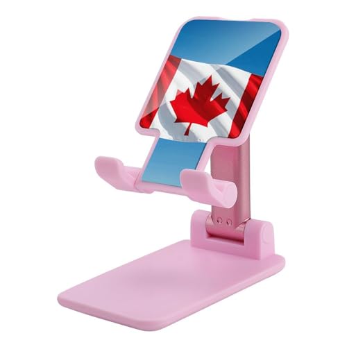 QSMGHKD Tragbare Handyhalterung, Retro-Design mit Kanada-Flagge, faltbarer Telefonständer für den Schreibtisch, winkelhöhenverstellbar, für alle Handys, iPhone, iPad, Tablet 10,2 - 25,4 cm, Rosa von QSMGHKD