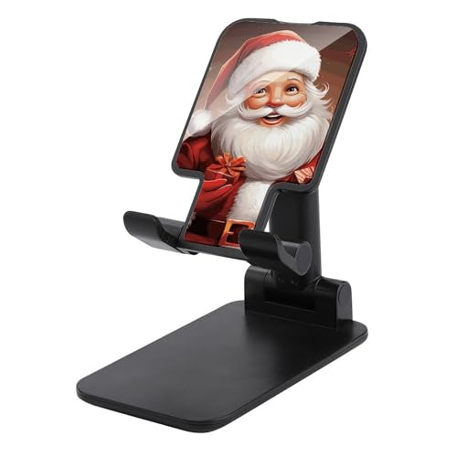 QSMGHKD Tragbare Handyhalterung, Weihnachtsmann-Druck, faltbarer Telefonständer für Schreibtisch, winkelhöhenverstellbare Handyhalterung, Dock für alle Handys, iPhone, iPad, Tablet 10,2 - 25,4 cm von QSMGHKD