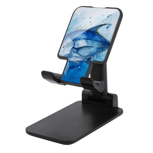 QSMGHKD Tragbare Handyhalterung, blauer Fischdruck, faltbarer Telefonständer für den Schreibtisch, winkelhöhenverstellbare Handyhalterung, Dock für alle Handys, iPhone, iPad, Tablet 10,2 - 25,4 cm von QSMGHKD