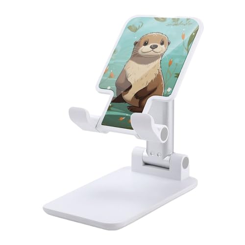 QSMGHKD Tragbare Handyhalterung, niedlicher Otter-Druck, faltbarer Telefonständer für den Schreibtisch, winkelhöhenverstellbare Handyhalterung, Dock für alle Handys, iPhone, iPad, Tablet 10,2 - 25,4 von QSMGHKD