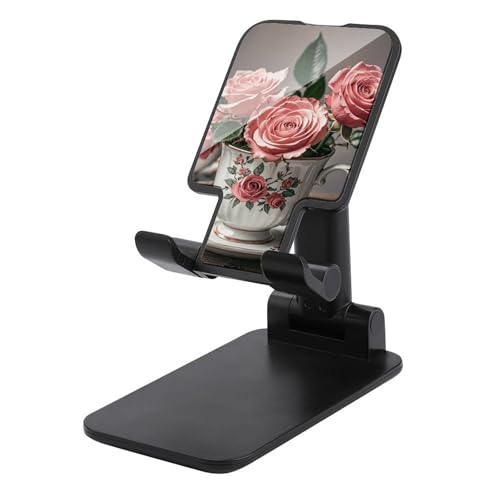 QSMGHKD Tragbare Handyhalterung, romantischer Rosen-Teetassen-Druck, faltbarer Telefonständer für den Schreibtisch, winkelhöhenverstellbare Handyhalterung, Dock mit allen Handys, iPhone, iPad, Tablet QSMGHKD Tragbare Handyhalterung, romantischer Rosen-Teetassen-Druck, faltbarer Telefonständer für den Schreibtisch, winkelhöhenverstellbare Handyhalterung, Dock mit allen Handys, iPhone, iPad, Tablet von QSMGHKD