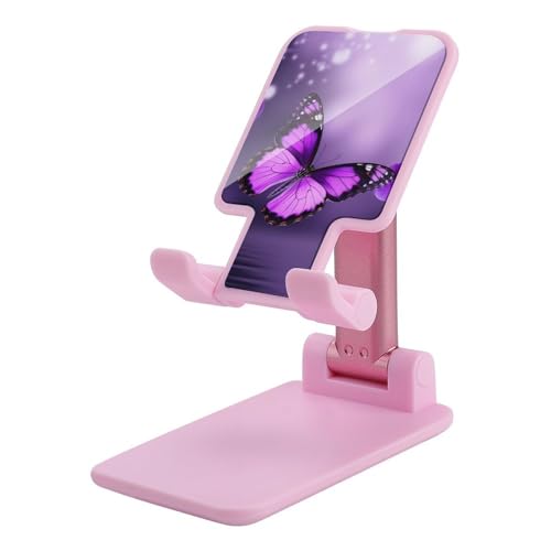 QSMGHKD Tragbare Handyhalterung, violetter Schmetterlings-Druck, faltbarer Telefonständer für Schreibtisch, winkelhöhenverstellbare Handyhalterung, Dockingstation für alle Handys, iPhone, iPad, Tablet von QSMGHKD