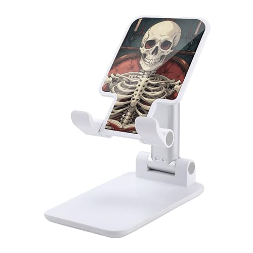 QSMGHKD Tragbarer Handyhalter, Skelett-Lesedruck, faltbarer Telefonständer für Schreibtisch, winkelhöhenverstellbare Handyhalterung, Dock mit allen Handys, iPhone, iPad, Tablet 10,2 - 25,4 cm, Weiß QSMGHKD Tragbarer Handyhalter, Skelett-Lesedruck, faltbarer Telefonständer für Schreibtisch, winkelhöhenverstellbare Handyhalterung, Dock mit allen Handys, iPhone, iPad, Tablet 10,2 - 25,4 cm, Weiß von QSMGHKD