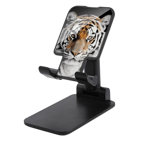 QSMGHKD Tragbarer Handyhalter, Tiger-Druck, faltbarer Telefonständer für den Schreibtisch, winkelhöhenverstellbar, Handyhalterung, Dockingstation für alle Handys, iPhone, iPad, Tablet 10,2 - 25,4 cm von QSMGHKD
