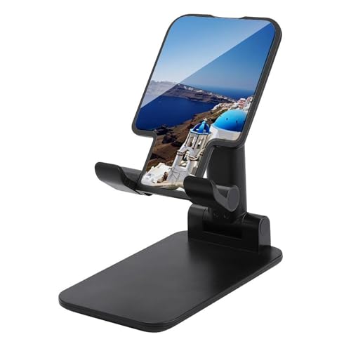 Santorini Tragbare Handyhalterung, Motiv: griechische Insel, Meerblick, faltbar, für Schreibtisch, winkelhöhenverstellbar, Handyhalterung, Dock mit allen Handys, iPhone, iPad, Tablet 10,2 - 25,4 cm Santorini Tragbare Handyhalterung, Motiv: griechische Insel, Meerblick, faltbar, für Schreibtisch, winkelhöhenverstellbar, Handyhalterung, Dock mit allen Handys, iPhone, iPad, Tablet 10,2 - 25,4 cm von QSMGHKD