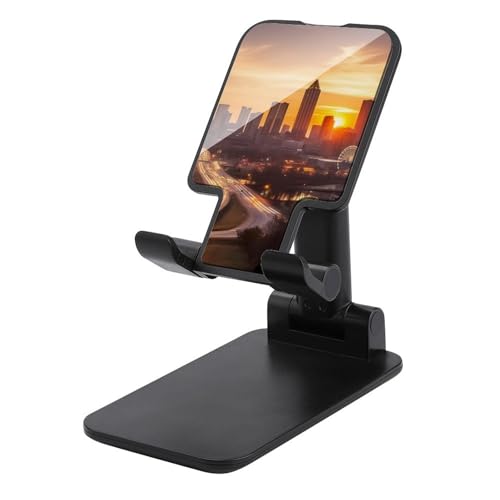 Tragbare Handyhalterung, Atlanta City Sonnenuntergang Landschaftsdruck, faltbarer Telefonständer für Schreibtisch, winkelhöhenverstellbare Handyhalterung, Dockingstation für alle Handys, iPhone, iPad Tragbare Handyhalterung, Atlanta City Sonnenuntergang Landschaftsdruck, faltbarer Telefonständer für Schreibtisch, winkelhöhenverstellbare Handyhalterung, Dockingstation für alle Handys, iPhone, iPad von QSMGHKD