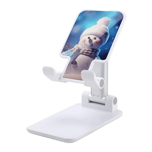 Tragbare Handyhalterung, Frohe Weihnachten, Schneemann-Druck, faltbarer Telefonständer für Schreibtisch, winkelhöhenverstellbare Handyhalterung, Dock mit allen Handys, iPhone, iPad, Tablet 10,2 - 25,4 von QSMGHKD