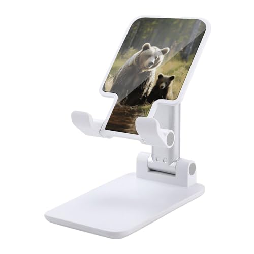 Tragbare Handyhalterung, Motiv: Braunbären, schützt den Druck, faltbarer Telefonständer für den Schreibtisch, winkelhöhenverstellbar, für alle Handys, iPhone, iPad, Tablet 10,2 - 25,4 cm, Weiß Tragbare Handyhalterung, Motiv: Braunbären, schützt den Druck, faltbarer Telefonständer für den Schreibtisch, winkelhöhenverstellbar, für alle Handys, iPhone, iPad, Tablet 10,2 - 25,4 cm, Weiß von QSMGHKD