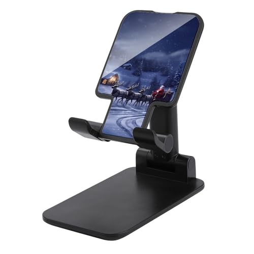 Tragbare Handyhalterung, Schnee-Nacht, Weihnachtsmann und Hirsch, faltbar, für den Schreibtisch, winkelhöhenverstellbare Handyhalterung, Dock mit allen Handys, iPhone, iPad, Tablet 10,2 - 25,4 cm Tragbare Handyhalterung, Schnee-Nacht, Weihnachtsmann und Hirsch, faltbar, für den Schreibtisch, winkelhöhenverstellbare Handyhalterung, Dock mit allen Handys, iPhone, iPad, Tablet 10,2 - 25,4 cm von QSMGHKD