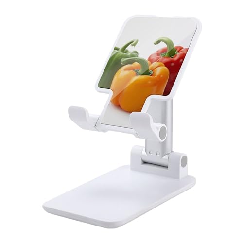 Tragbare Handyhalterung, drei frische Paprika-Druck, faltbarer Telefonständer für den Schreibtisch, winkelhöhenverstellbare Handyhalterung, Dock für alle Handys, iPhone, iPad, Tablet 10,2 - 25,4 cm von QSMGHKD