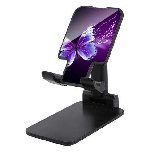 Tragbare Handyhalterung, niedlicher violetter Schmetterlings-Druck, faltbarer Telefonständer für den Schreibtisch, winkelhöhenverstellbare Handyhalterung, Dock für alle Handys, iPhone, iPad, Tablet von QSMGHKD