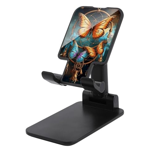 Tragbarer Handyhalter, Traumfänger, Schmetterlings-Druck, faltbarer Telefonständer für Schreibtisch, winkelhöhenverstellbar, Handyhalterung, Dock für alle Handys, iPhone, iPad, Tablet 10,2 - 25,4 cm Tragbarer Handyhalter, Traumfänger, Schmetterlings-Druck, faltbarer Telefonständer für Schreibtisch, winkelhöhenverstellbar, Handyhalterung, Dock für alle Handys, iPhone, iPad, Tablet 10,2 - 25,4 cm von QSMGHKD