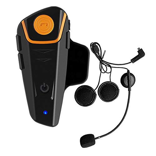 QSPORTPEAK BT-S2 Motorrad Bluetooth Headset 2-3 Fahrer Motorrad Kommunikationssystem für 1000 Metern, für Motorrad-Skifahren GPS FM Radio Wasserdicht/Freisprechen (Einzelpackung) von QSPORTPEAK