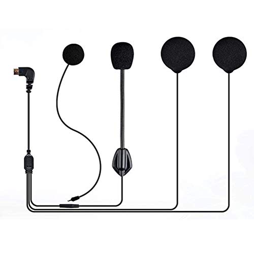 QSPORTPEAK Motorrad Intercom Zubehör für M2, Mikrofon Kopfhörer Hard & Soft Kabel Headset Kombination für Motorrad BT Bluetooth Intercom, Verwendung für Verschiedene Motorradhelme von QSPORTPEAK