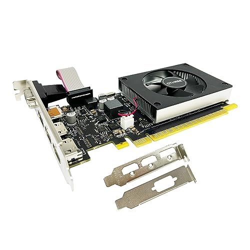 QTHREE GeForce GT 730 4 GB 64 Bit DDR3 Grafikkarte, 2 x HDMI, VGA, DP, Low-Profile-Dsktop-Grafikkarten für PC-Gaming-GPU, PCI E x8 2.0, unterstützt 4 Monitore, Win11, DirectX 12 von QTHREE