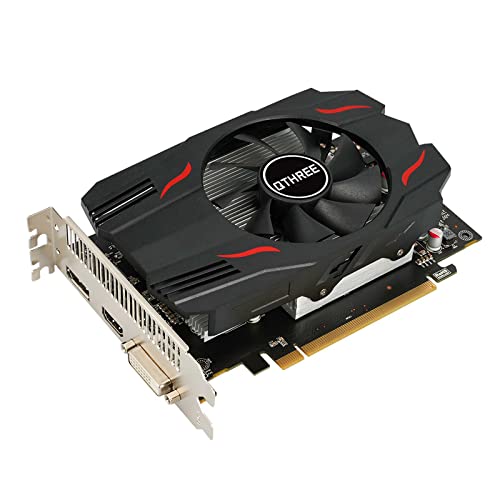 QTHREE Radeon RX 550 Grafikkarte, 4G D5 128-bit, DisplayPort HDMI DVI-D, PCI Express x8, Desktop Gaming Grafikkarte für PC, DirectX 12, Computer GPU von QTHREE