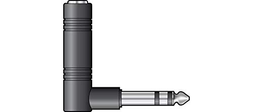 Rechter Winkel-Adapter. 6,3 mm Stereo-Klinkenstecker auf 6,3 mm Stereo-Klinkenbuchse von QTX
